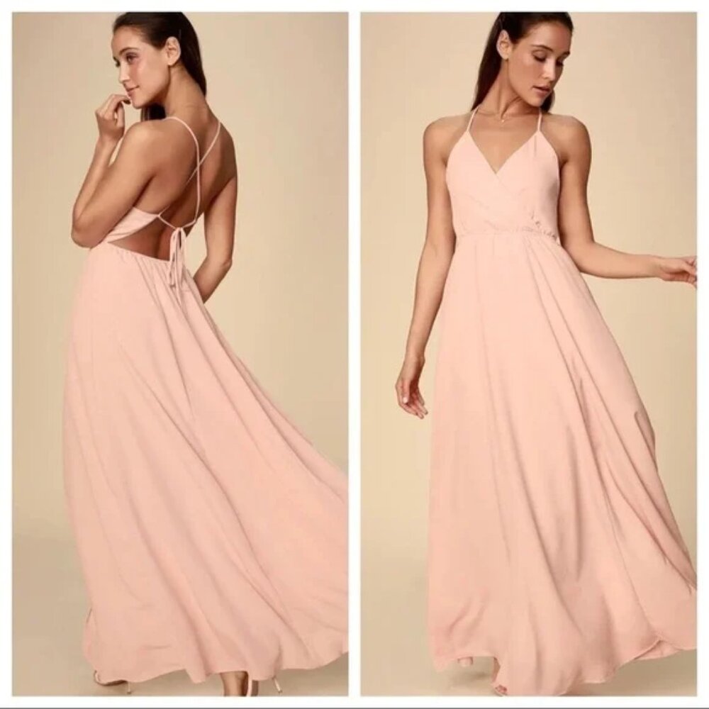 Everything's All Bright Blush Pink Backless Maxi Dress Lulu's Size XS